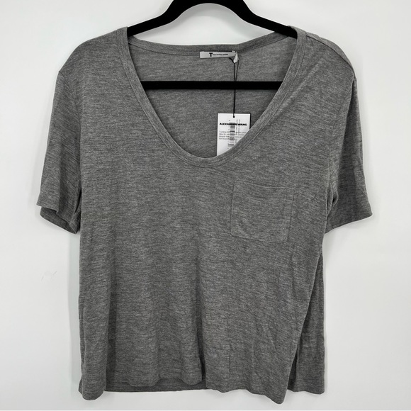 NWT T Alexander Wang Heather Grey Jersey Classic T-Shirt Top Tee M Short Sleeve - Picture 2 of 14
